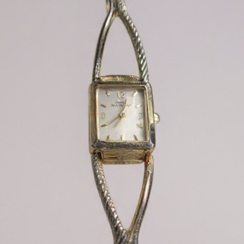 Gloria Vanderbilt Square Face Two Tone Bracelet Tank Watch Women
